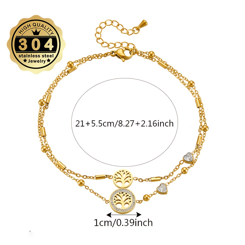 Double Layer Women's Stackable Bracelet, Tree of Life Design
